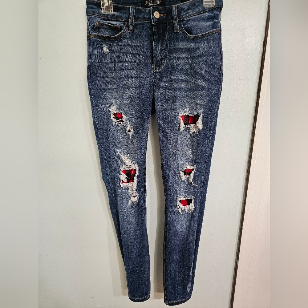 Judy Blue Jeans 3/26 Skinny With Plaid